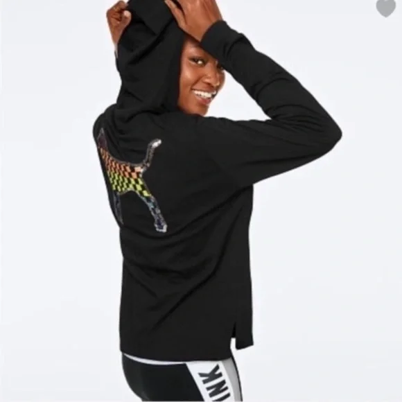 VS PINK Perfect Hoodie Tee - Black - Picture 4 of 6